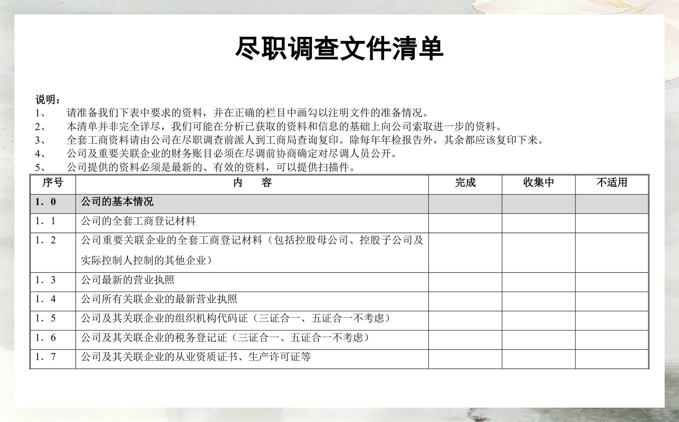 尽调清单模板定制(尽调资料清单如何提供)大同市